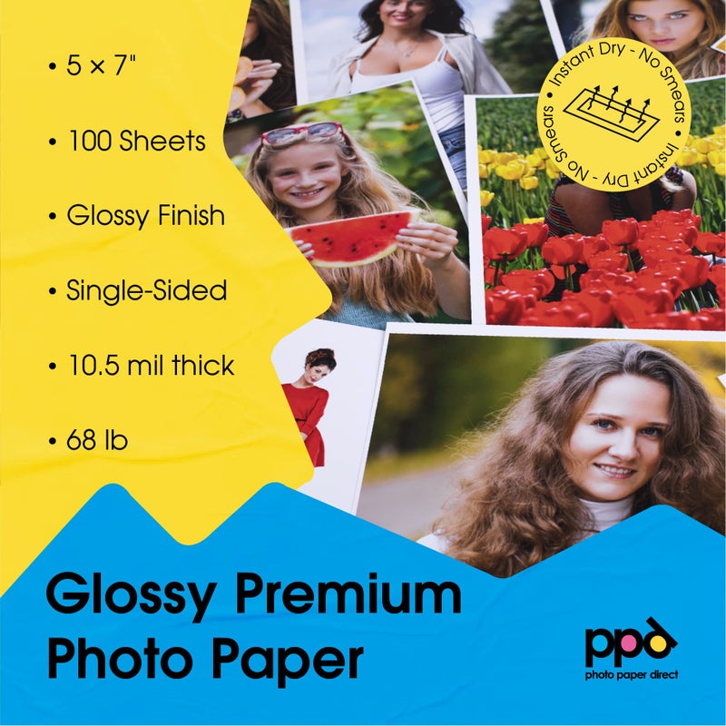 PPD Glossy Photo Paper for Inkjet Printer, 5 x 7" Premium Quality Printable Sheets for Custom Picture, Professional Photographic Instant Dry For with Normal, Dye or Pigment Ink (100 Pack/280 gsm) - Image 3